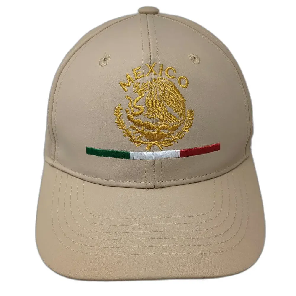 STB Select Baseball Cap Beige One Size Mexico Eagle Flag Strapback Polyester Hat